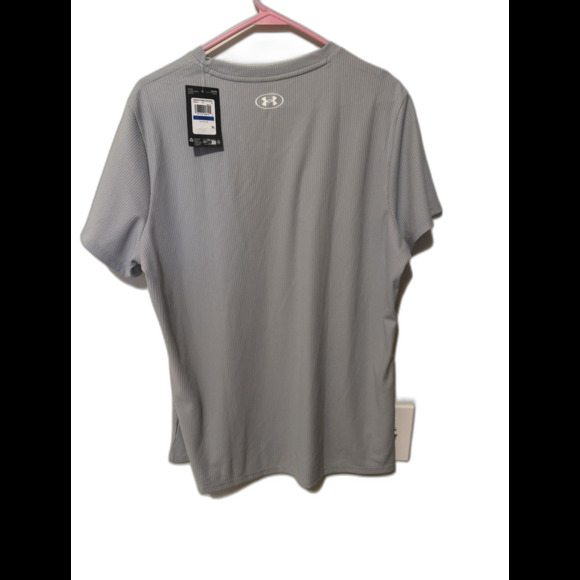 Under Armour Women's Mod Gray/White UA Tech Rib Short Sleeve (1389852-011) XL - Picture 2 of 3